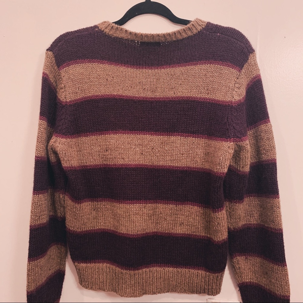 WOMENS BROWN/PURPLE STRIPED SWEATER SIZE XL - Picture 2 of 3
